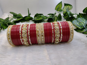 Red Bridal Chuda with Kundan and Diamond Kadas