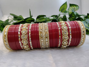 Red Bridal Chuda with Kundan and Diamond Kadas