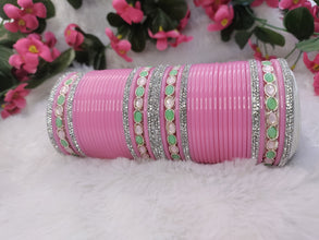 Pink Chuda with Pastel Kundan Kadas
