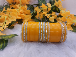 Yellow Chuda with Stone Kadas