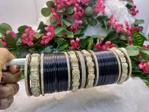 Royal Black Chuda with Golden Kundan Kadas