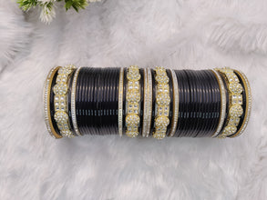 Royal Black Chuda with Golden Kundan Kadas
