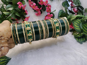 Green Chuda with Jhumki and Golden Kadas