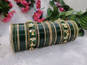 Green Chuda with Jhumki and Golden Kadas