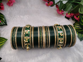 Green Chuda with Jhumki and Golden Kadas