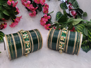 Green Chuda with Jhumki and Golden Kadas