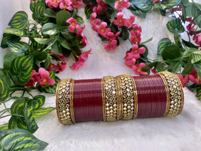 Maroon Chuda with Kundan Kadas