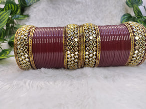 Maroon Chuda with Kundan Kadas