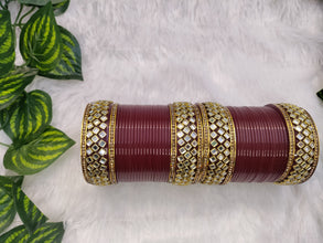 Maroon Chuda with Kundan Kadas