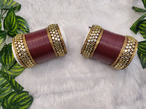 Maroon Chuda with Kundan Kadas
