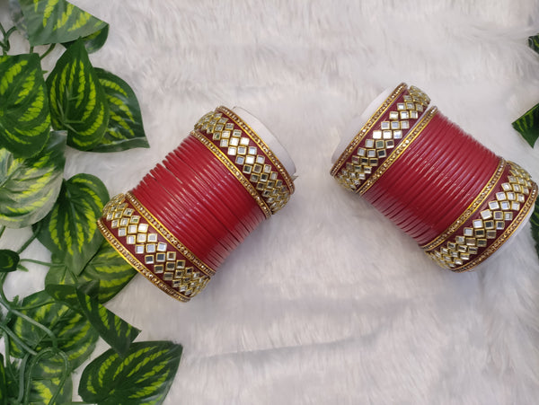 Maroon Chuda with Kundan Kadas