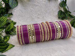 Purple Chuda with Mirror Kadas