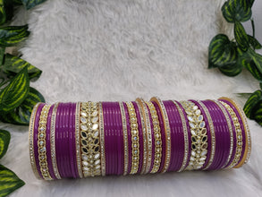 Purple Chuda with Mirror Kadas