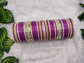 Purple Chuda with Mirror Kadas