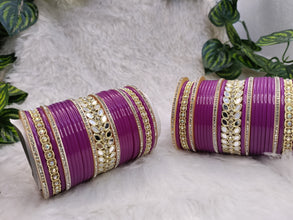 Purple Chuda with Mirror Kadas