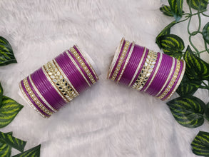 Purple Chuda with Mirror Kadas